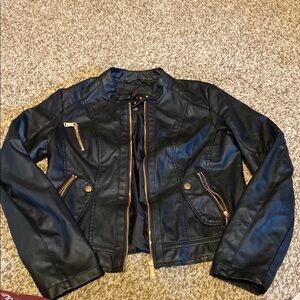 dELiA*s Black Bomber Jacket with Gold Zippers